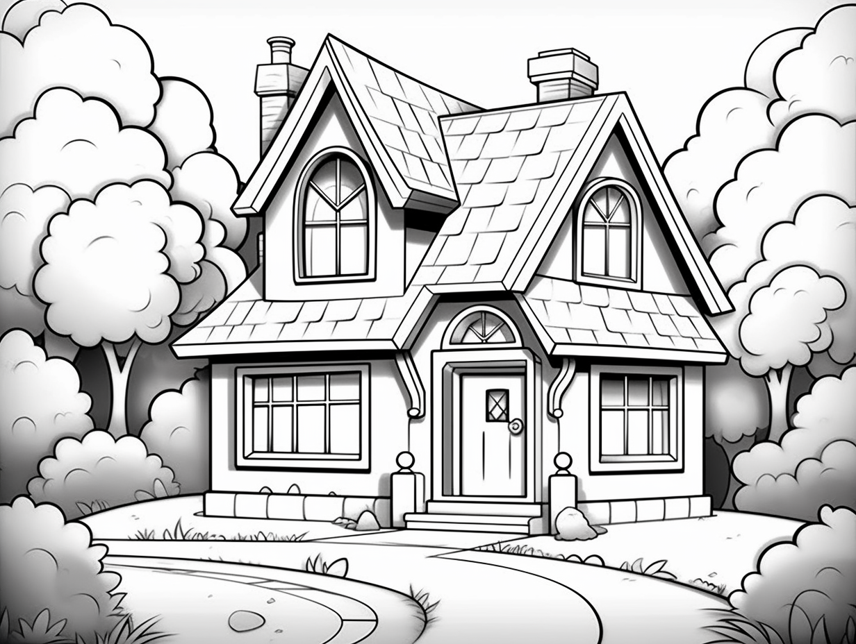 Cottages And Gardens Coloring Experience - Coloring Page