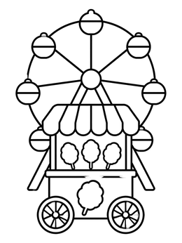 Free printable Carnival Cotton Candy Cart coloring page