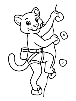 Free printable Cougar Climbing An Indoor Wall coloring page
