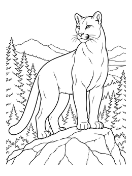 Free printable Cougar On A Mountain Boulder coloring page