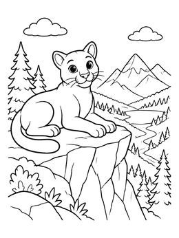 Free printable Cougar Resting On Mountain Ledge coloring page
