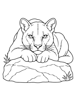 Free printable Cougar Resting On A Rock coloring page