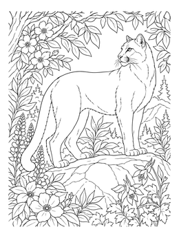 Free printable Cougar On A Forest Rock coloring page