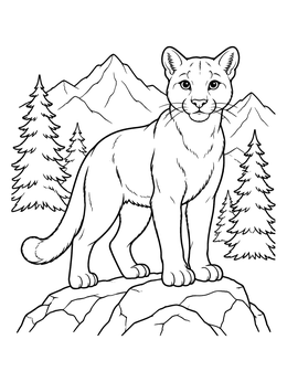 Free printable Cougar On A Mountain Rock coloring page