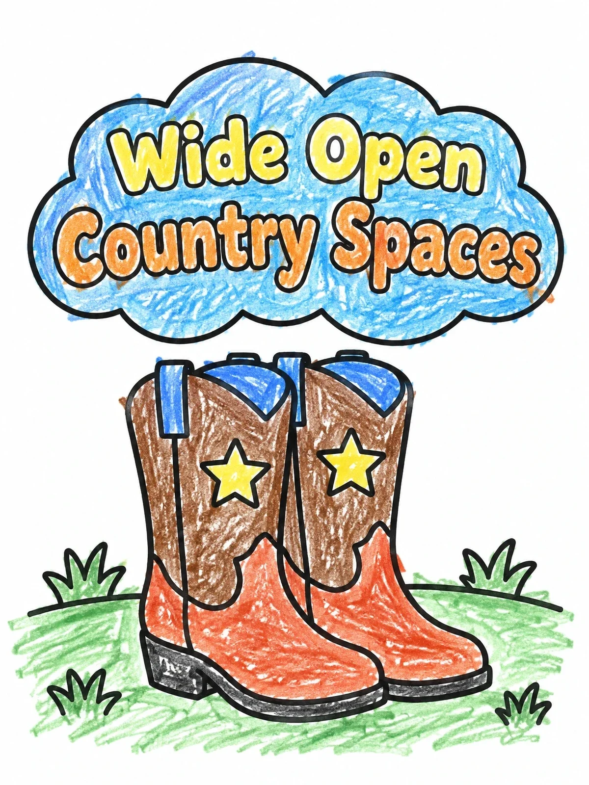 Colored example of the Cowboy Boots In Open Spaces coloring page