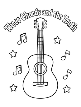 Free printable Three Chords Acoustic Guitar coloring page
