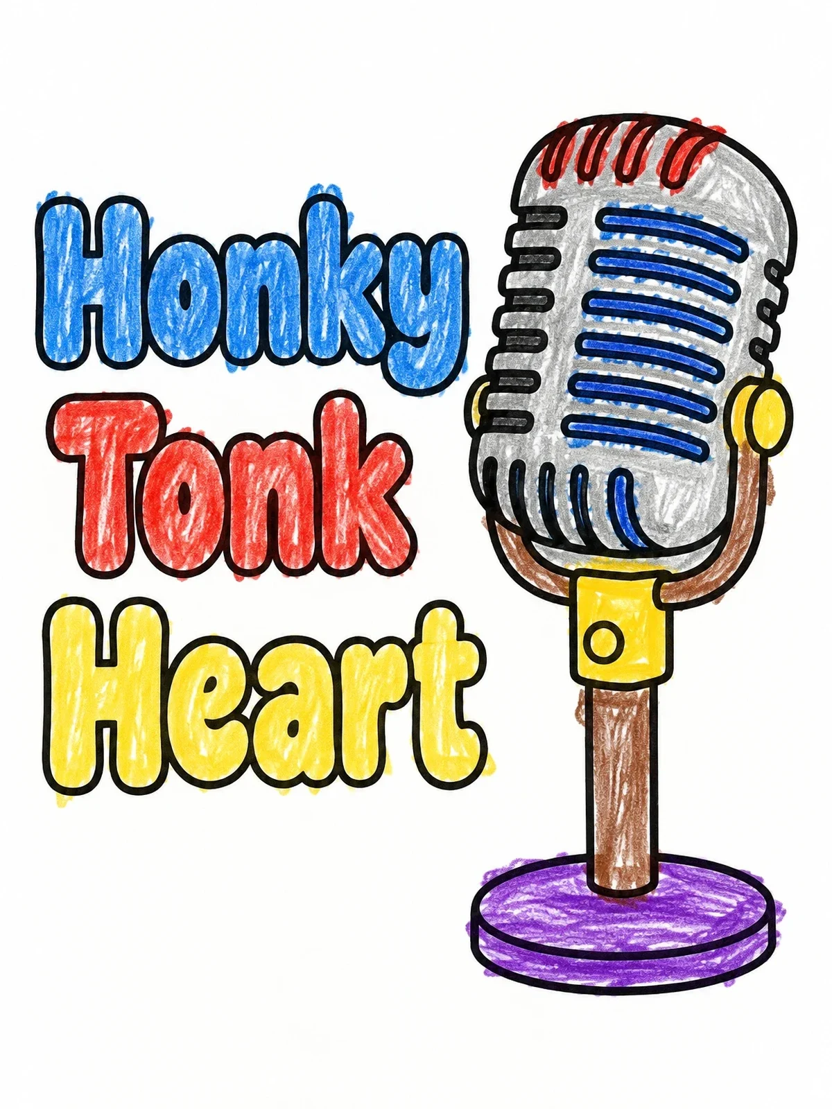 Colored example of the Vintage Microphone With Music Slogan coloring page