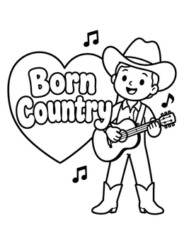 Free printable Young Cowboy Playing Guitar coloring page