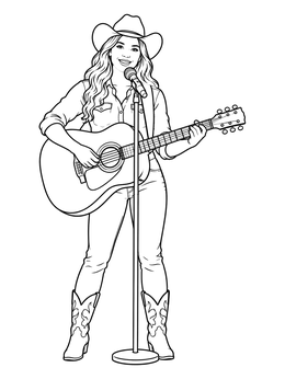 Free printable Country Singer With Acoustic Guitar coloring page