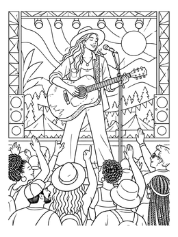 Free printable Country Singer On Festival Stage coloring page