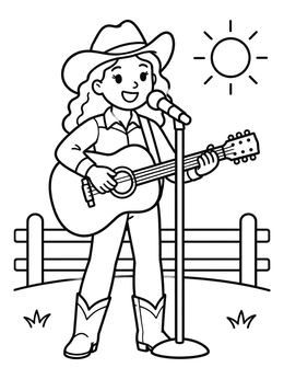 Free printable Country Singer With Acoustic Guitar coloring page