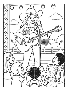 Free printable Country Singer On Outdoor Stage coloring page