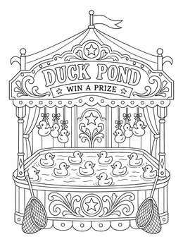 Free printable Carnival Duck Pond Game Booth coloring page