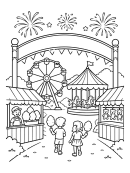 Free printable Carnival Midway With Rides And Treats coloring page