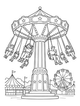 Free printable Carnival Wave Swinger Ride coloring page