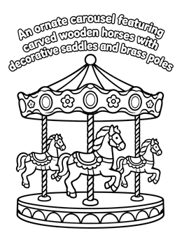 Free printable Fairground Carousel Ride With Horses coloring page
