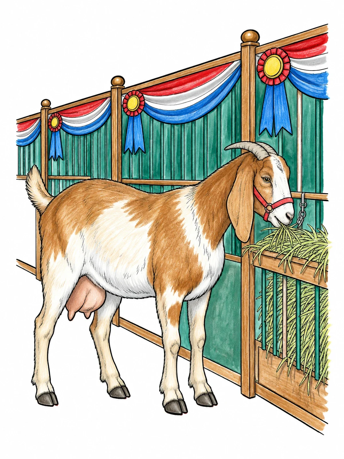 Colored example of the Prize Goat At The Fair Stalls coloring page