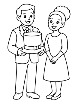 Free printable Smiling Couple With A Fancy Top Hat coloring page