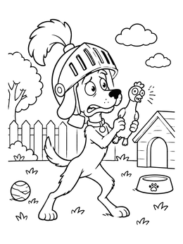 Free printable Brave Dog In Knight Helmet coloring page