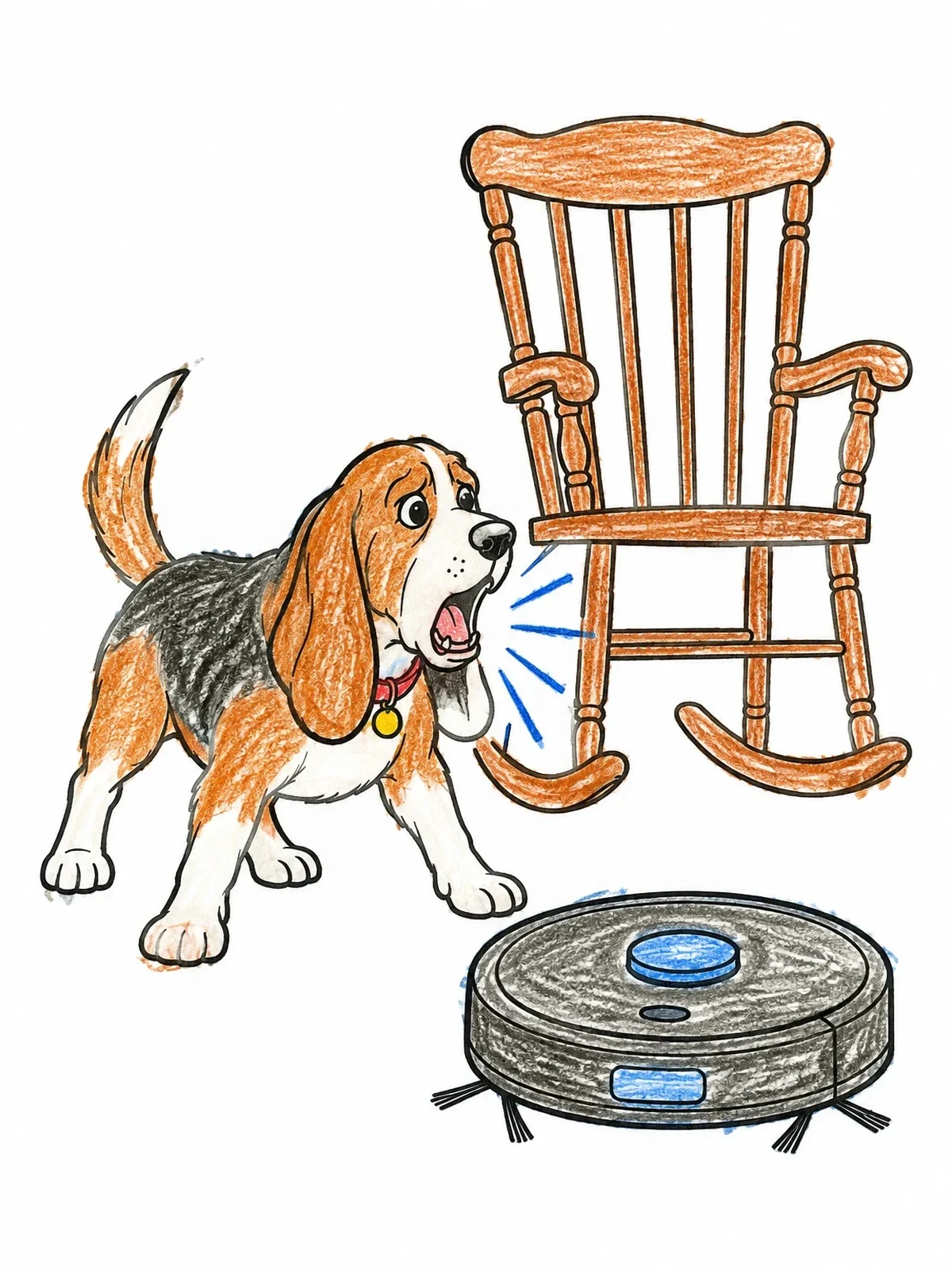 Colored example of the Brave Hound Facing Robot Vacuum coloring page