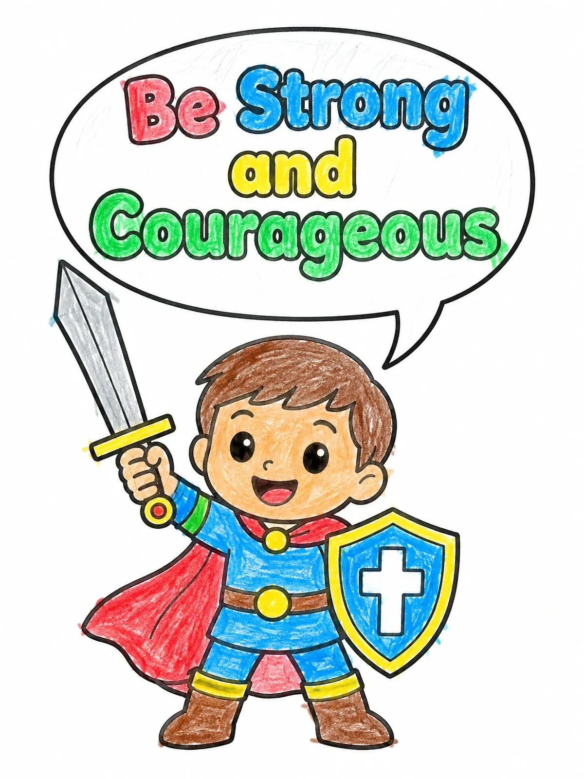 Colored example of the Brave Little Knight With Sword coloring page