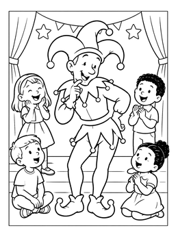 Free printable Court Jester Performing On Stage coloring page