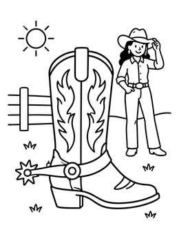 Free printable Cowboy Boot And Cowgirl coloring page