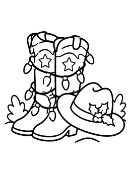 Free printable Cowboy Boots With Christmas Lights coloring page