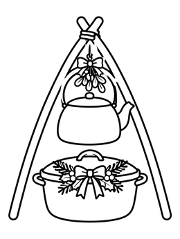 Free printable Campfire Kettle And Dutch Oven coloring page