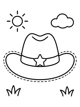 Free printable Cowboy Hat With Star Badge coloring page