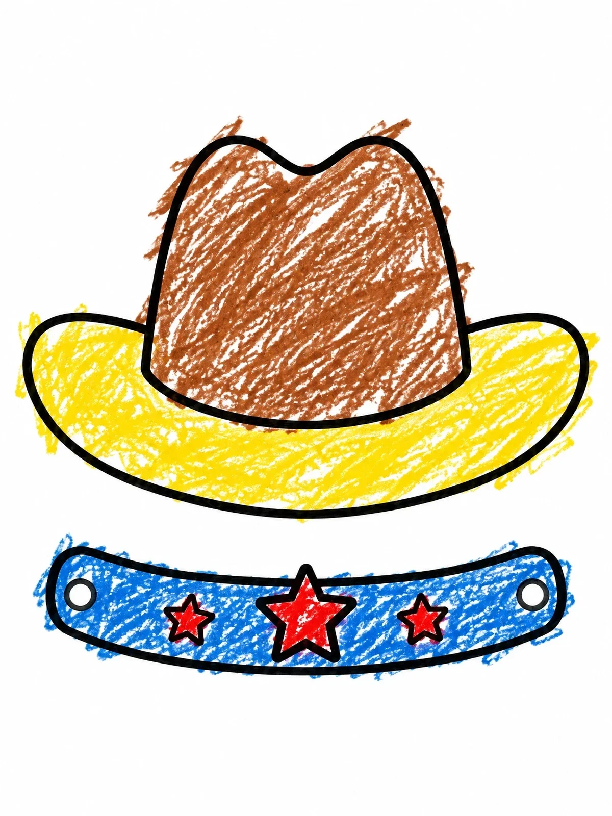 Colored example of the Cowboy Hat With Star Band coloring page