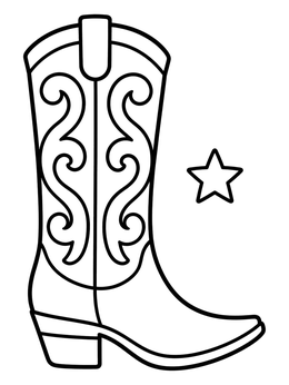 Free printable Cowgirl Boot With Swirl Patterns coloring page