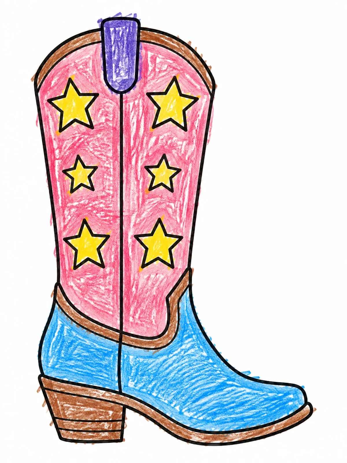 Colored example of the Cowgirl Boot With Star Pattern coloring page