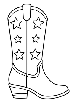 Free printable Cowgirl Boot With Star Pattern coloring page