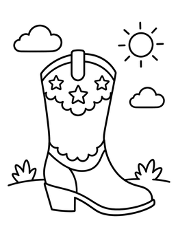 Free printable Cowgirl Boot With Stars coloring page