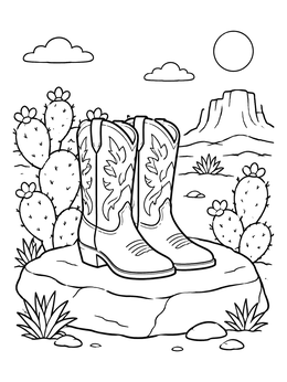 Free printable Cowgirl Boots In The Desert coloring page