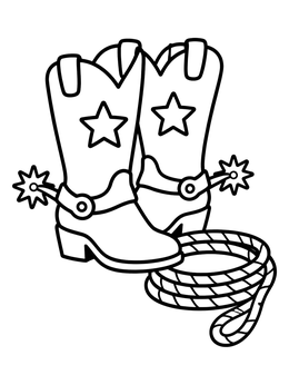 Free printable Cowgirl Boots With Spurs And Lasso coloring page