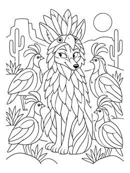Free printable Coyote Disguised As A Bird coloring page