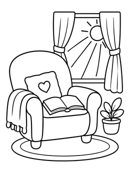 Free printable Cozy Armchair In Morning Sun coloring page