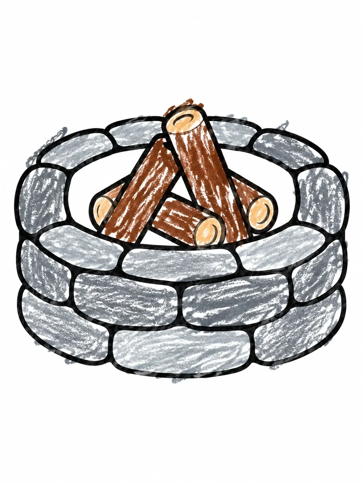 Colored example of the Cozy Backyard Stone Fire Pit coloring page