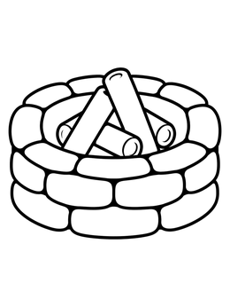 Free printable Cozy Backyard Stone Fire Pit coloring page