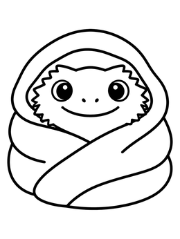 Free printable Cozy Bearded Dragon In Blanket coloring page