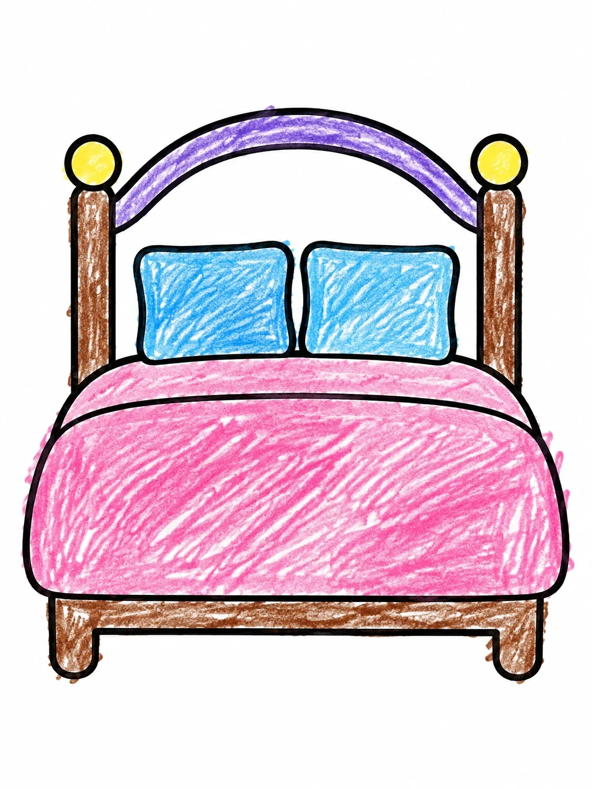 Colored example of the Cozy Bed With Pillows coloring page
