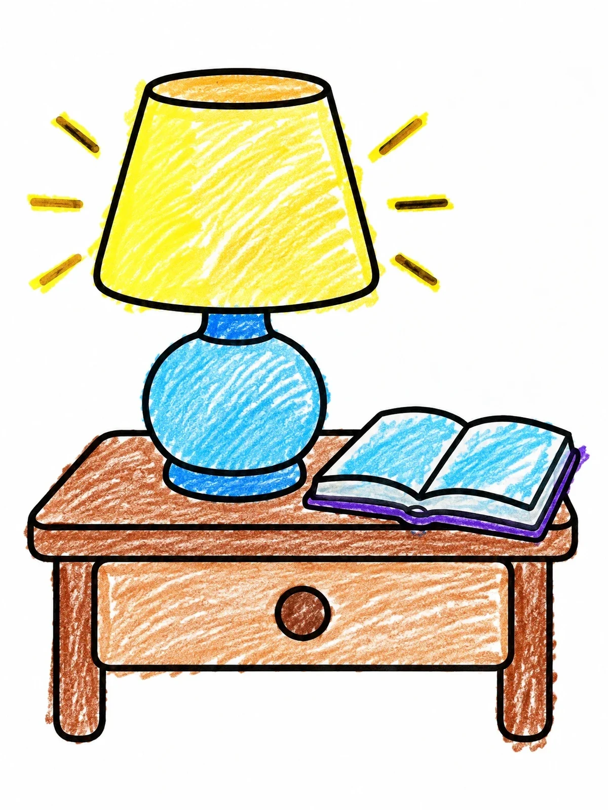 Colored example of the Cozy Bedside Lamp And Book coloring page