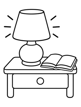 Free printable Cozy Bedside Lamp And Book coloring page