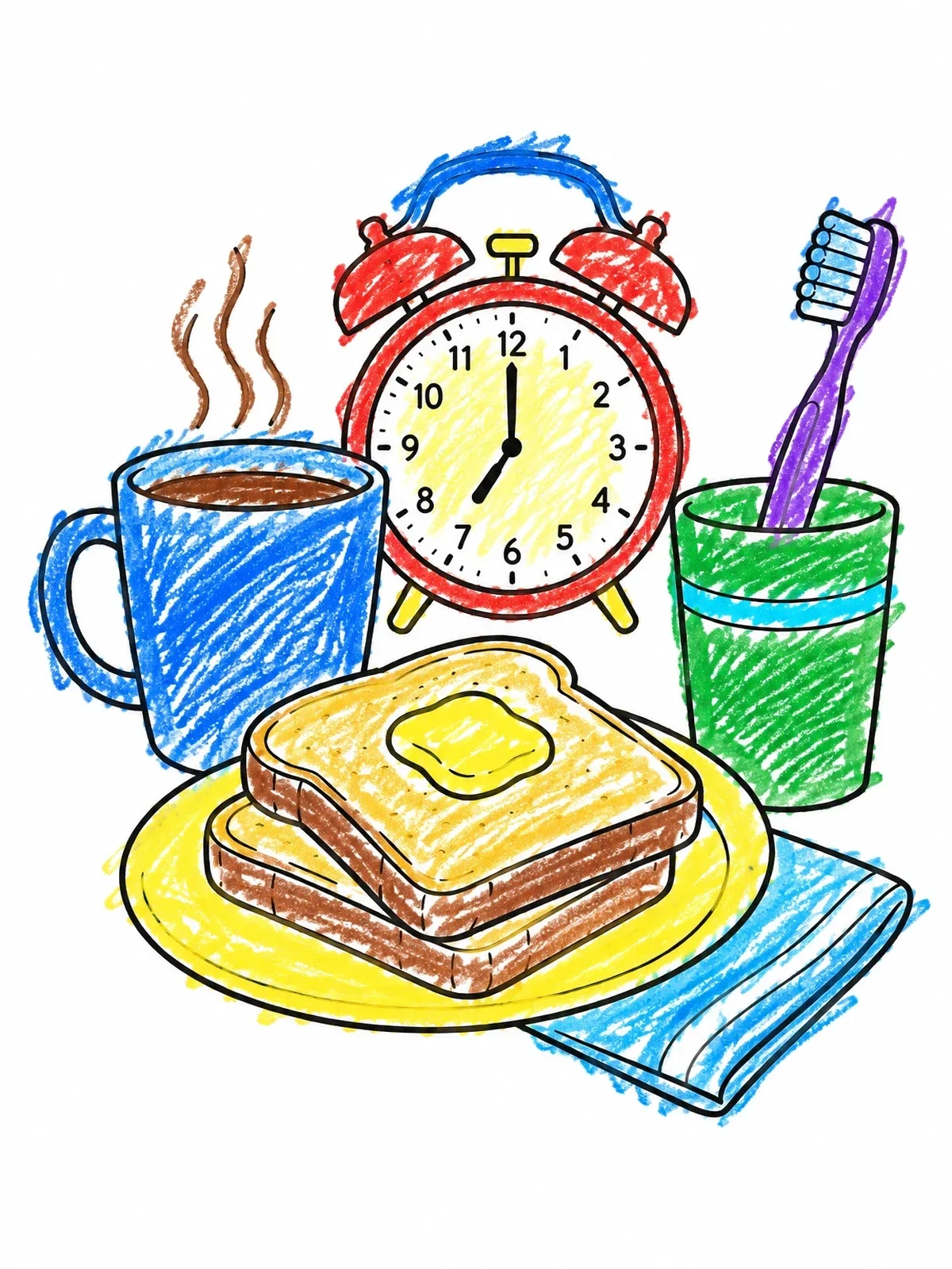 Colored example of the Cozy Breakfast And Morning Routine coloring page