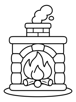 Free printable Cozy Brick Fireplace With Smoke coloring page