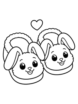 Free printable Cozy Bunny Slippers With Heart coloring page
