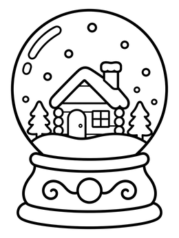 Free printable Cozy Cabin In A Snowglobe coloring page