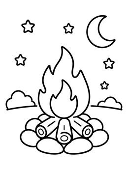 Free printable Cozy Campfire Under The Stars coloring page